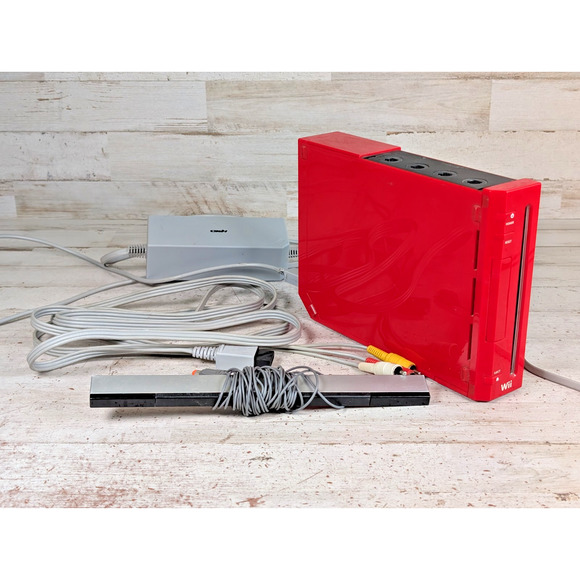 Red Wii 50th Anniversary w Authentic Virtual Console Chrono Mario 64 DKC3 Games - Picture 1 of 16
